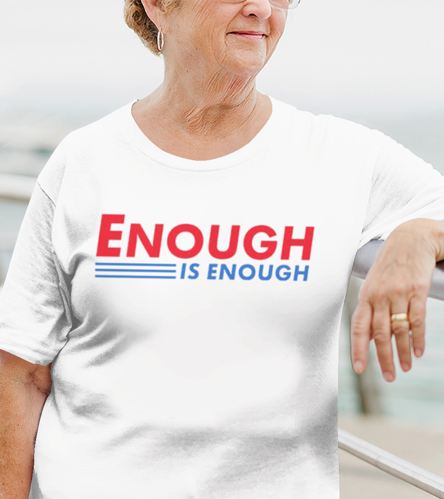 Enough Is Enough Bold Red And Blue Text With Double Underscore T-Shirt