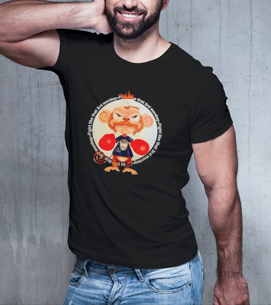 Fight Like That 3rd Monkey Angry Boxing Character With Red Gloves And Orange Hair T-Shirt