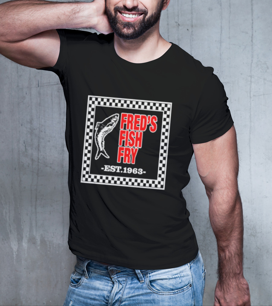 FRED'S FISH FRY EST. 1963 Checkered Border T-Shirt