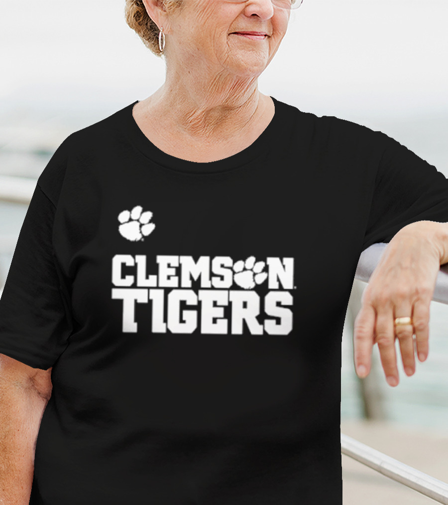 Sam Howell Wearing Clemson Tigers Paw T-Shirt