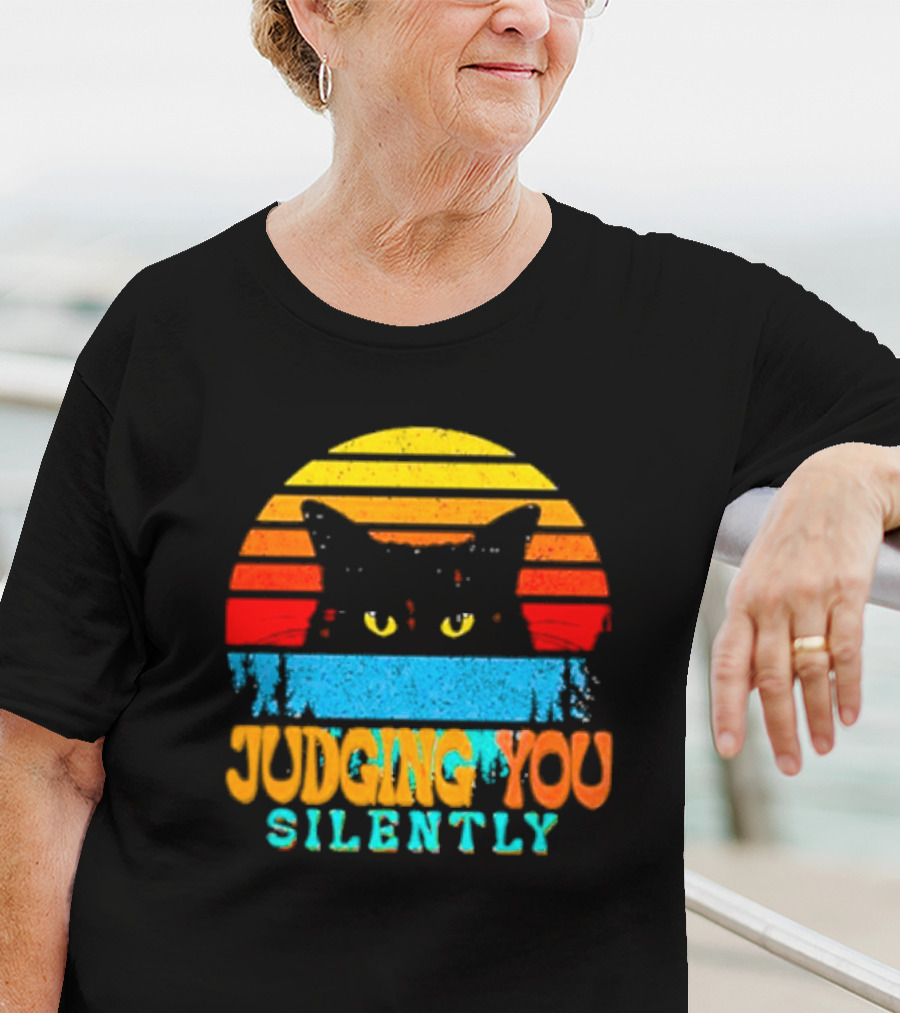 Judging You Silently Black Cat Vintage T-Shirt