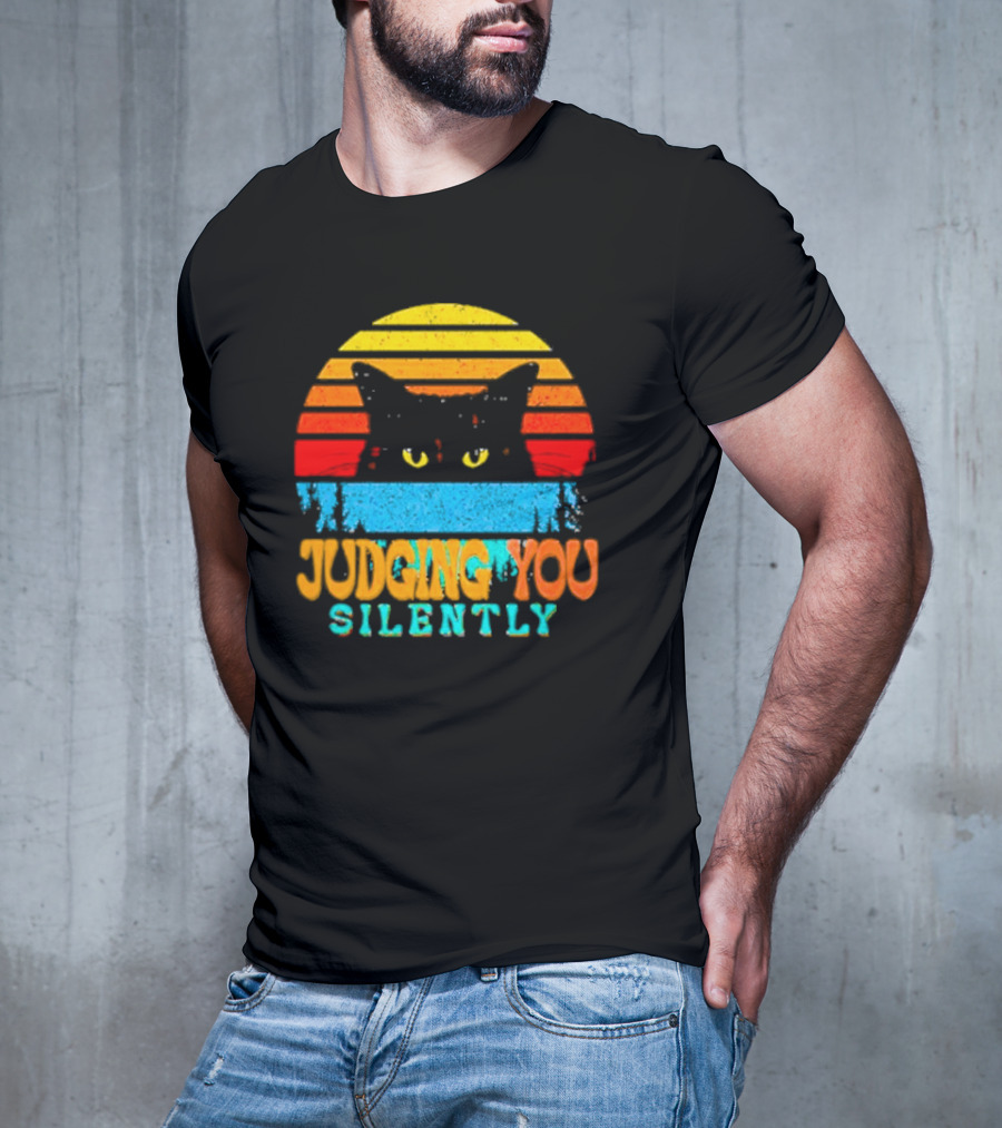 Judging You Silently Black Cat Vintage T-Shirt