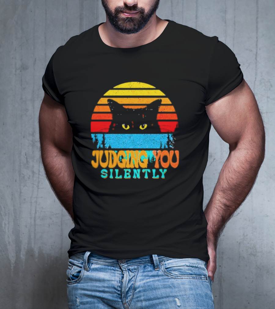 Judging You Silently Black Cat Vintage T-Shirt