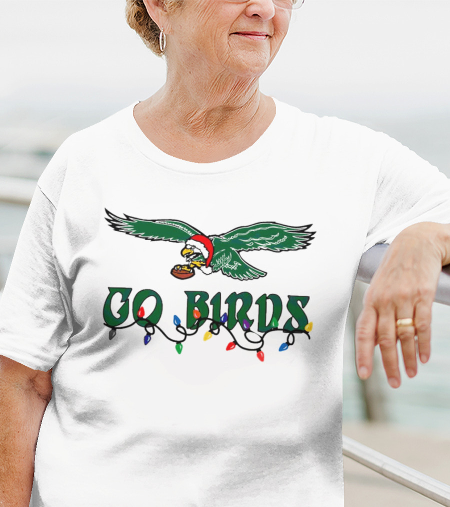 Christmas Philly Eagles Santa Go Birds Holiday Lights T-Shirt