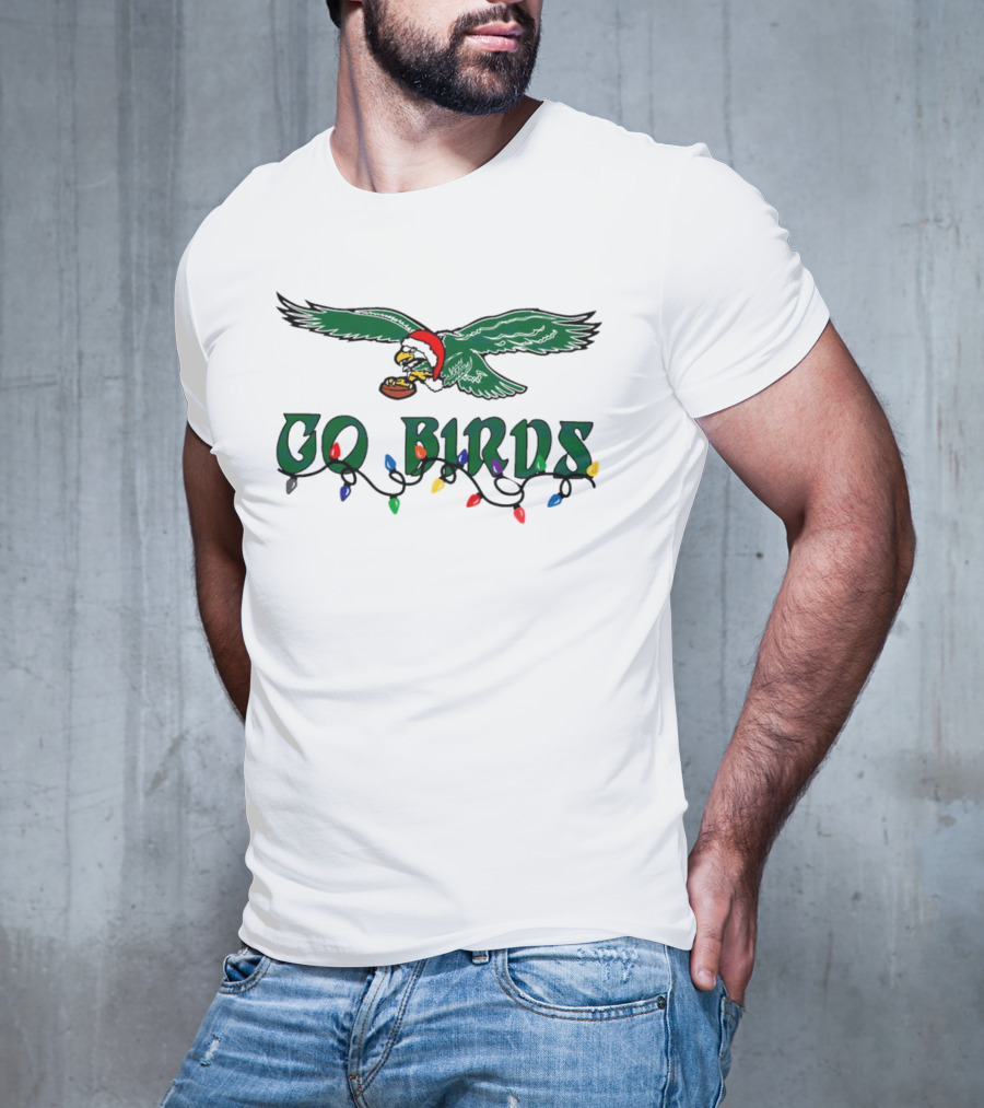 Christmas Philly Eagles Santa Go Birds Holiday Lights T-Shirt
