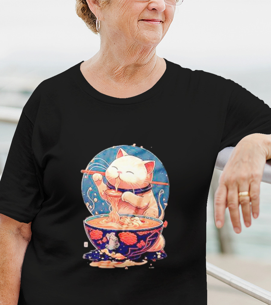 Kawaii Cat Noodle Delight Ramen Bowl T-Shirt
