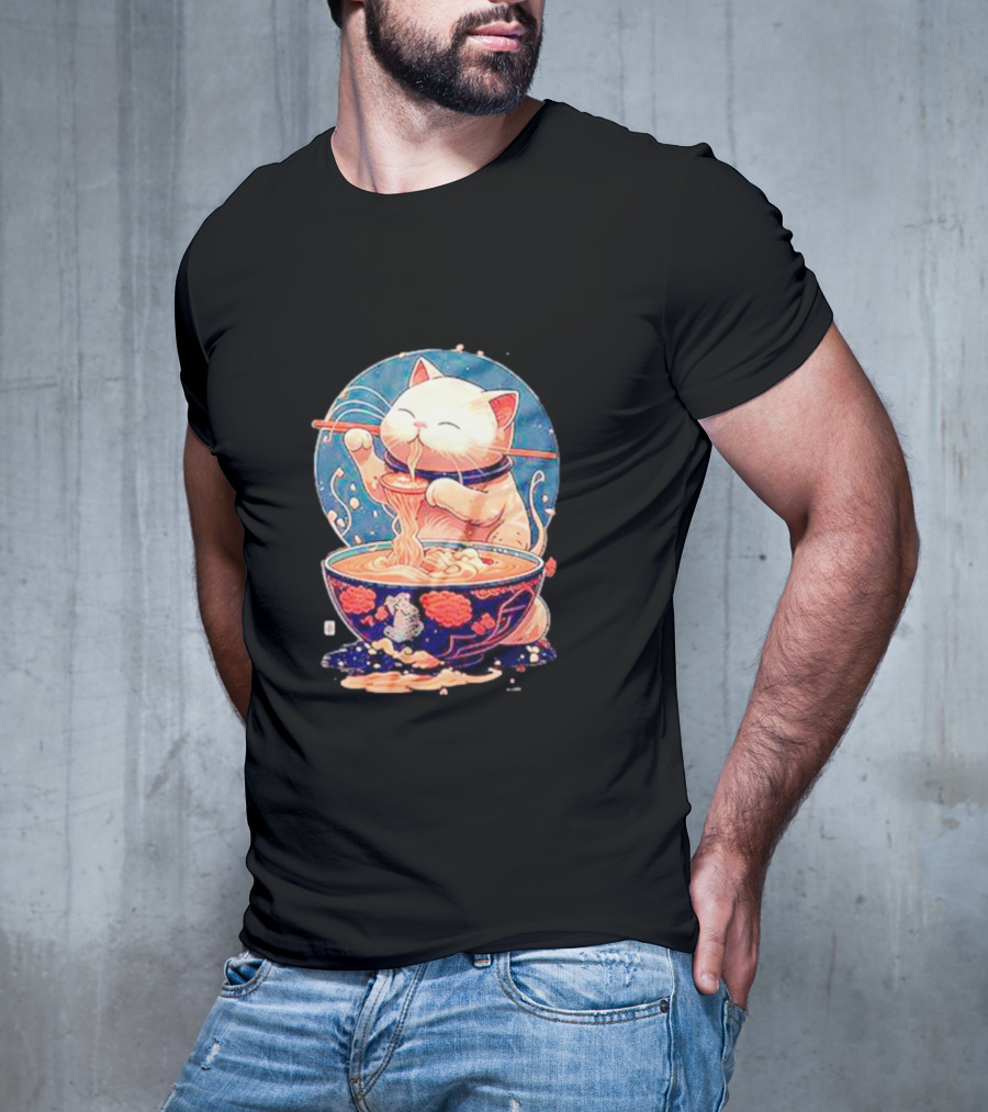 Kawaii Cat Noodle Delight Ramen Bowl T-Shirt