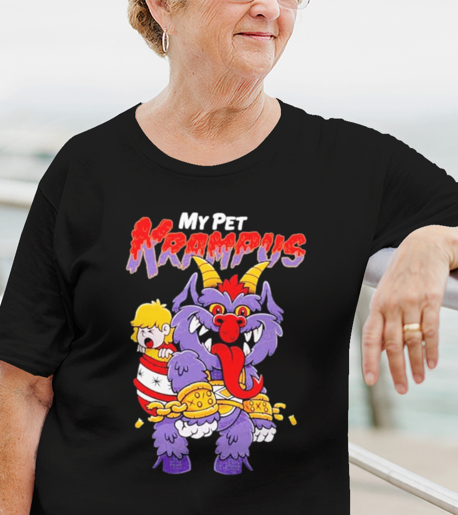 My Pet Krampus Captured Child With Chains And Horned Beast T-Shirt