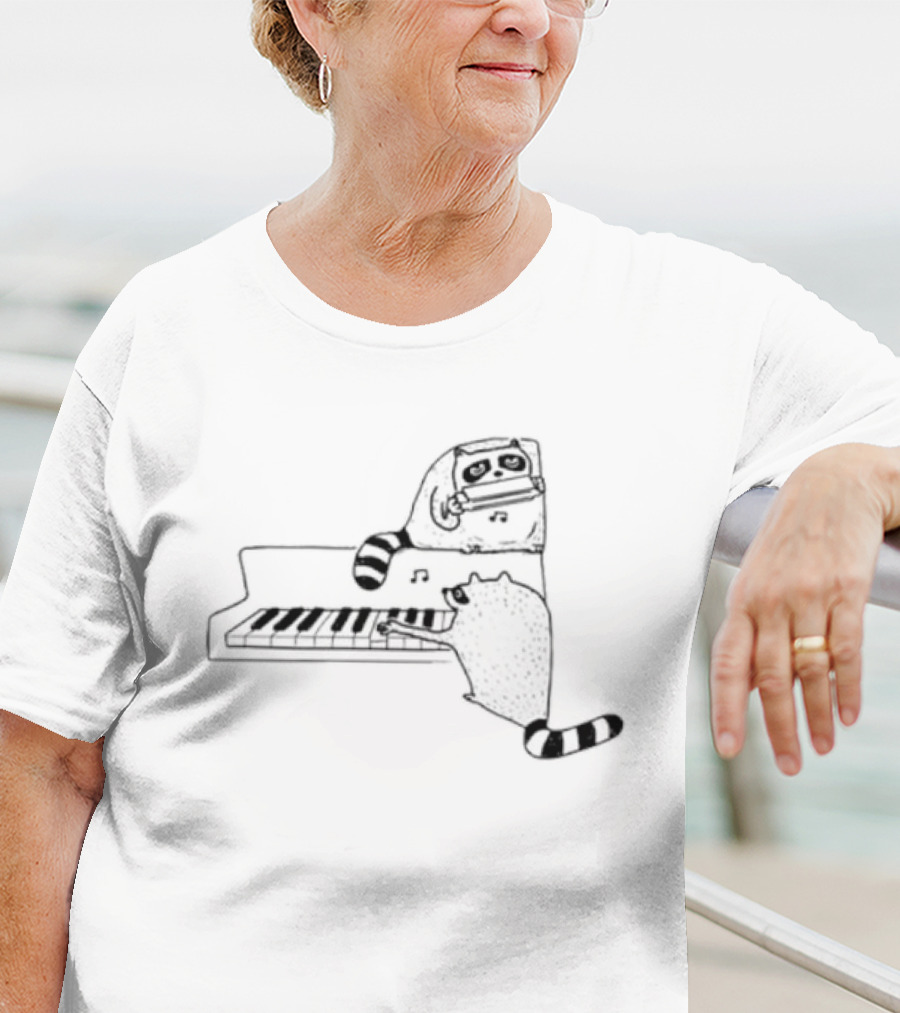 New York Nocturnal Musicians With Raccoons Playing Piano T-Shirt