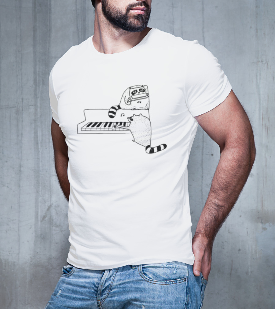 New York Nocturnal Musicians With Raccoons Playing Piano T-Shirt