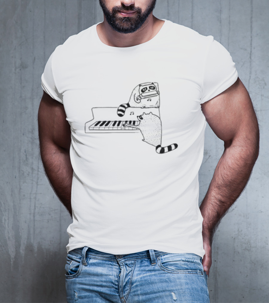 New York Nocturnal Musicians With Raccoons Playing Piano T-Shirt
