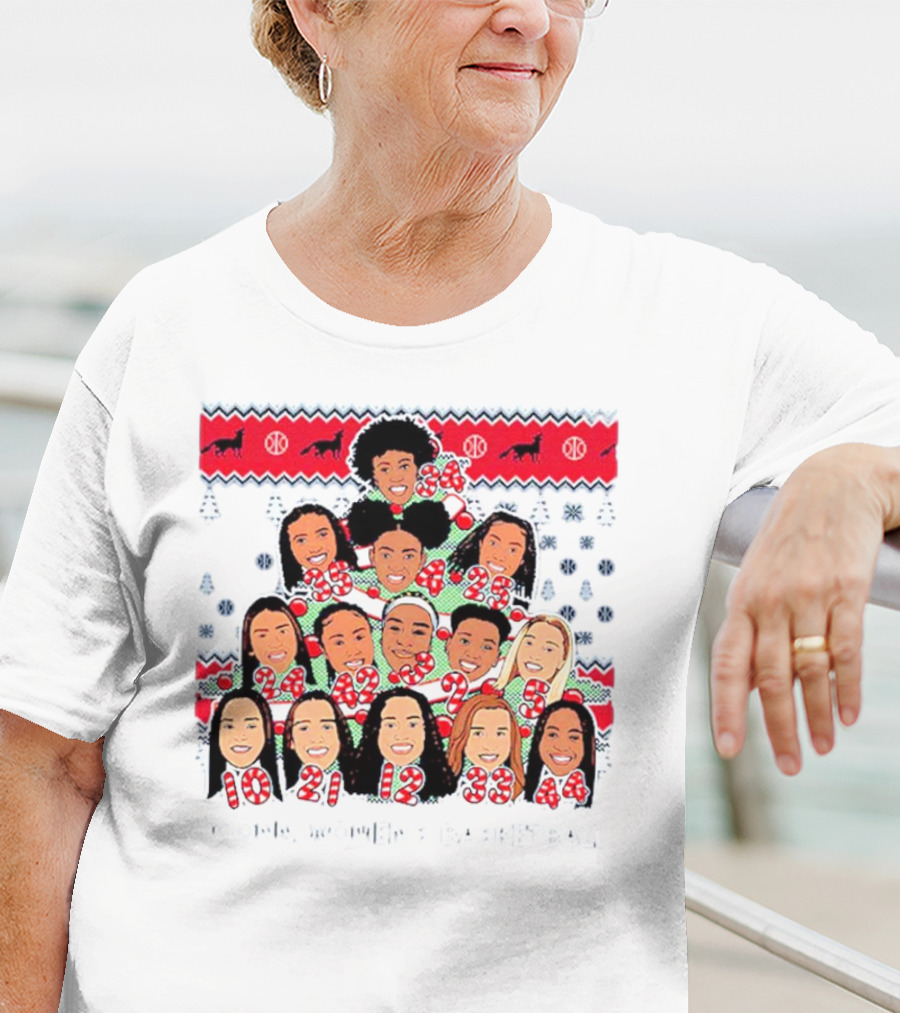 UConn Women's Basketball Player Caricatures Christmas T-Shirt