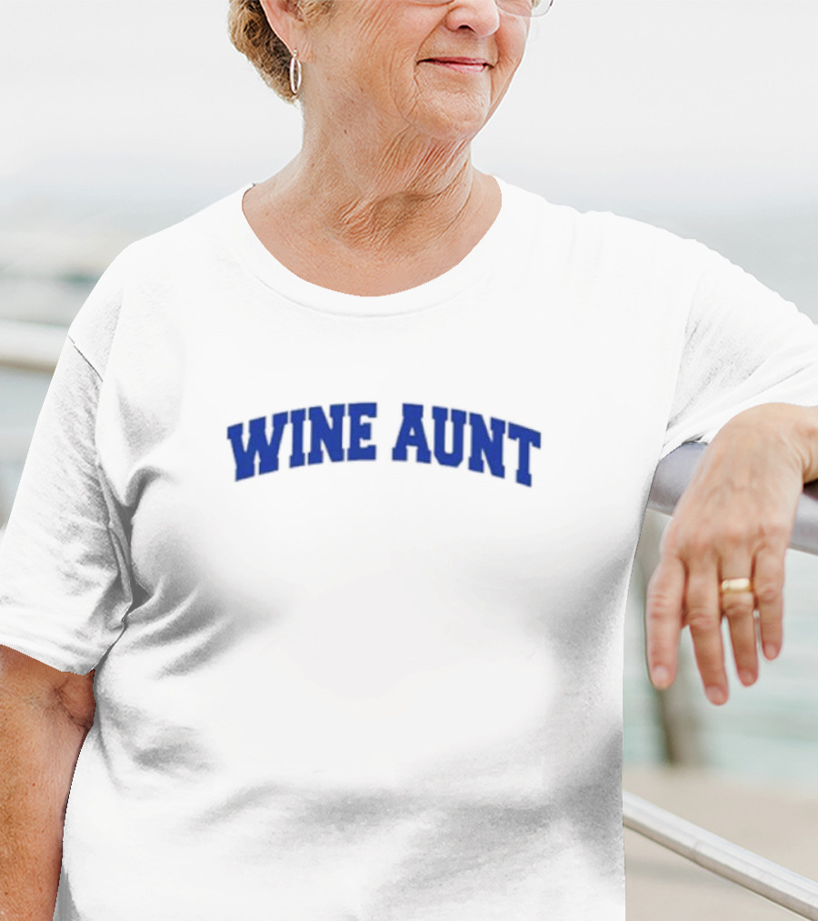 WINE AUNT Shirt College Style Font T-Shirt