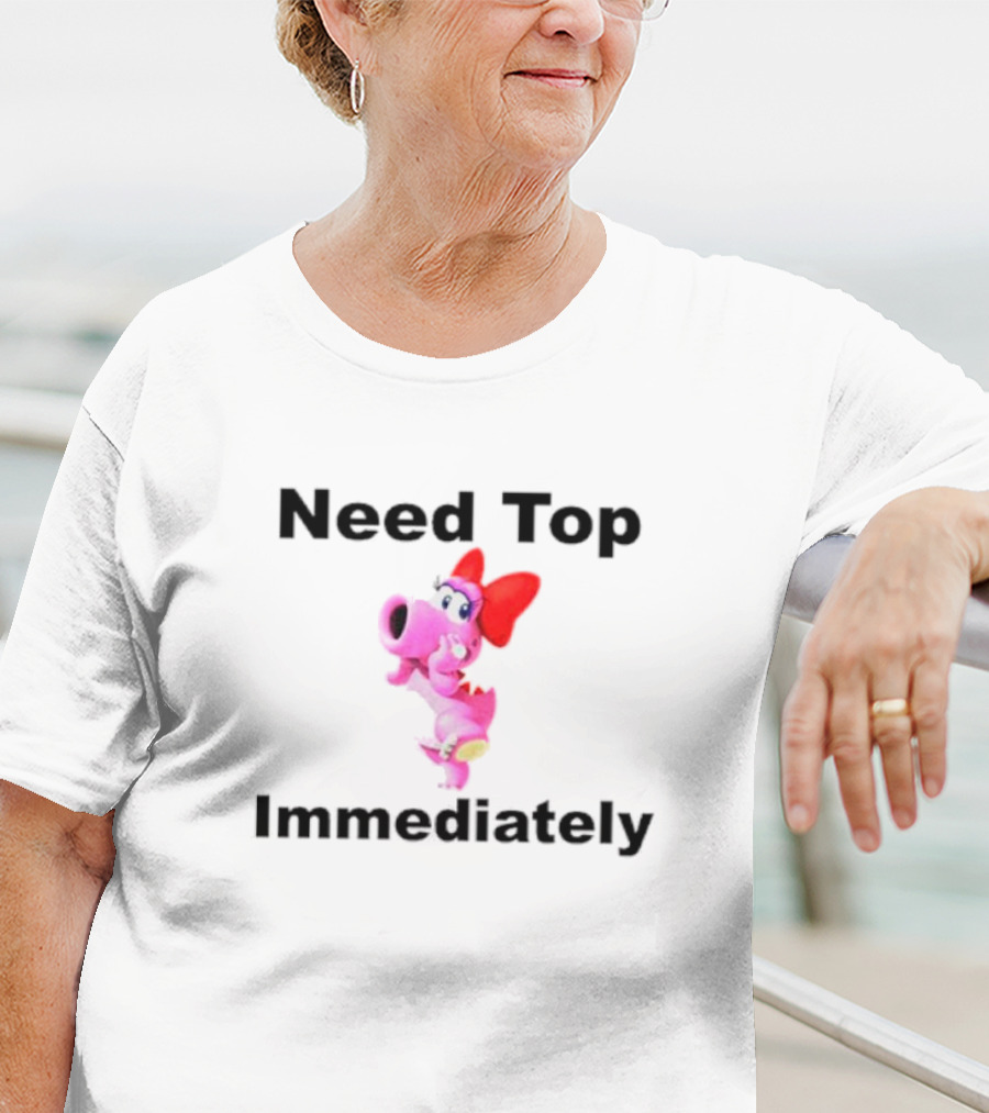 Need Top Immediately Birdo Character With Red Bow T-Shirt