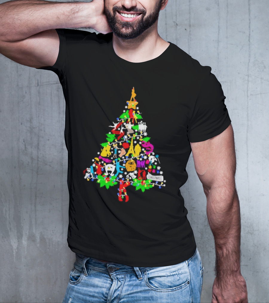 Broadway Musical Icons Christmas Tree T-Shirt