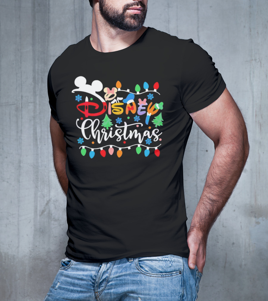 Disney Christmas Lights Festive Icons And Holiday Elements T-Shirt