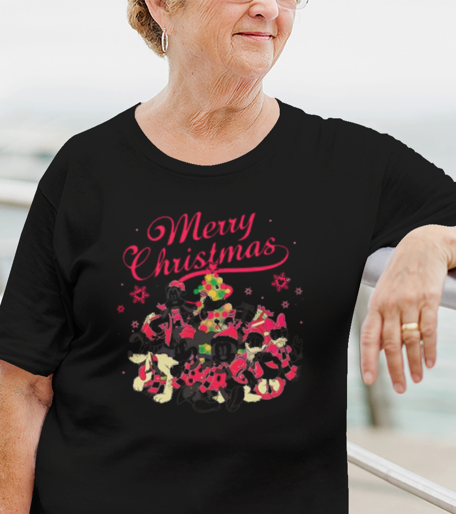 Merry Christmas Disney Characters Christmas Tree Funny Holiday T-Shirt