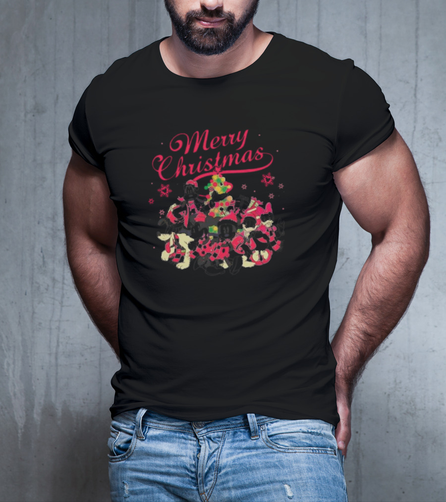 Merry Christmas Disney Characters Christmas Tree Funny Holiday T-Shirt