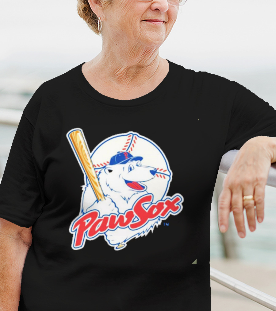 PawSox Polar Bear Baseball Bat Cap Red Socks T-Shirt