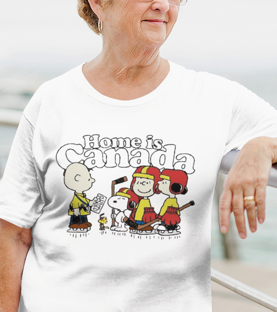 Home Is Canada Peanuts Hockey Charlie Brown Snoopy Canada T-Shirt