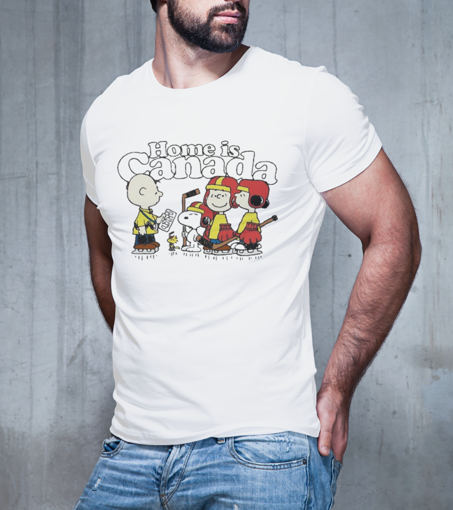 Home Is Canada Peanuts Hockey Charlie Brown Snoopy Canada T-Shirt