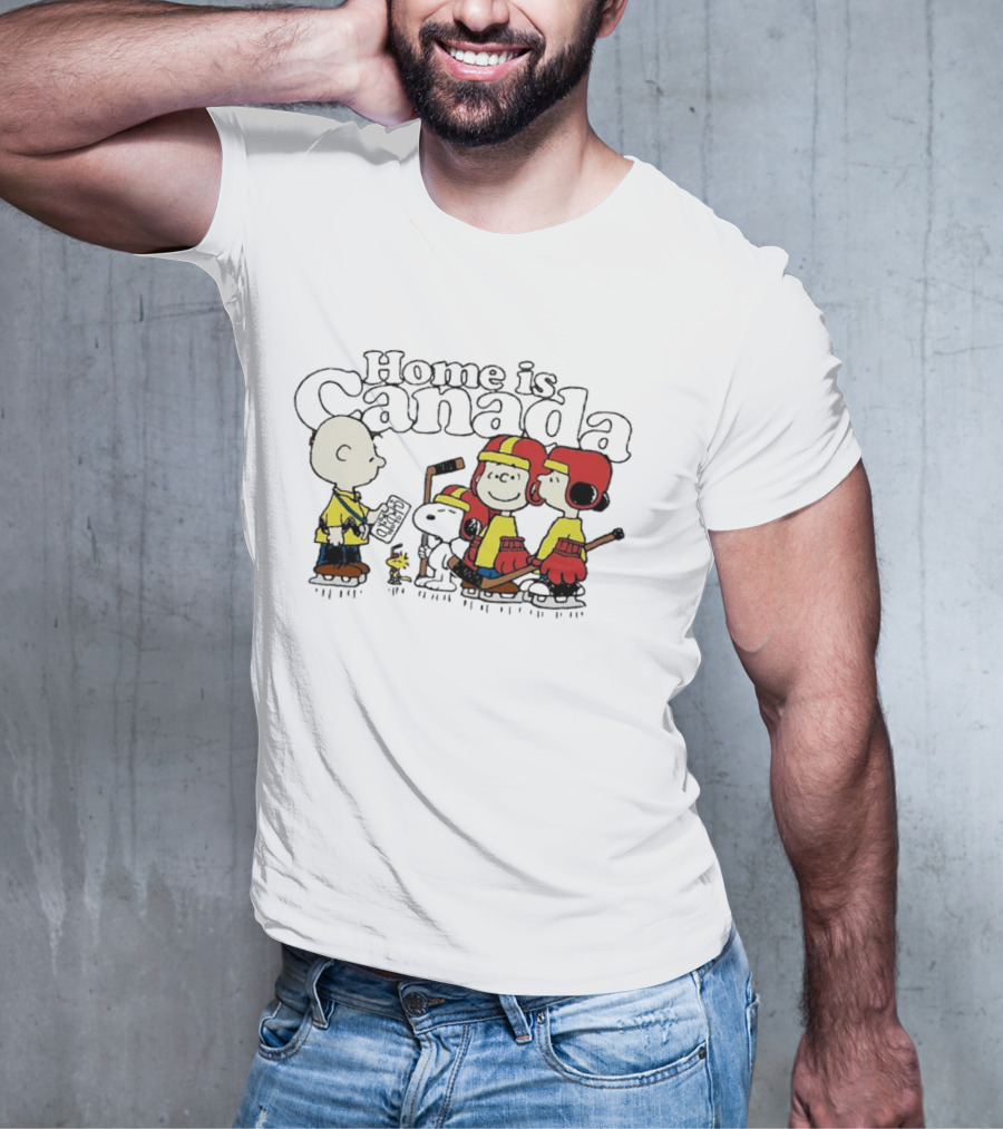 Home Is Canada Peanuts Hockey Charlie Brown Snoopy Canada T-Shirt