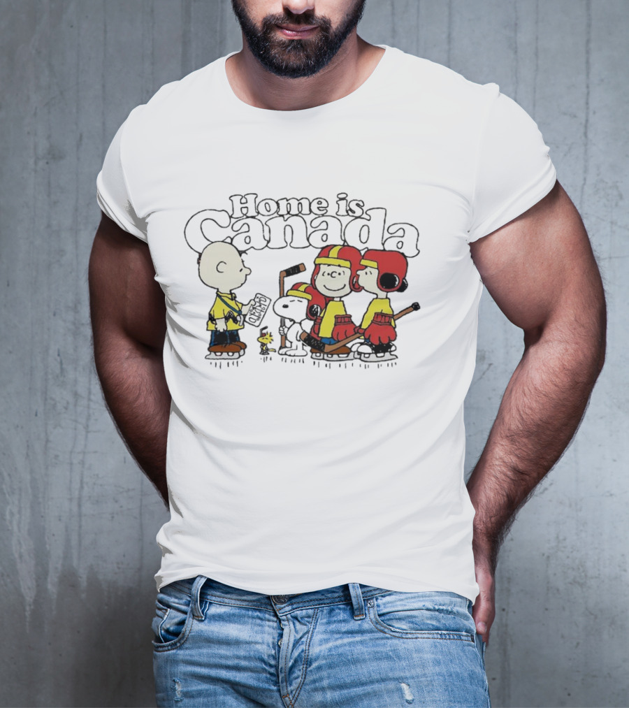 Home Is Canada Peanuts Hockey Charlie Brown Snoopy Canada T-Shirt