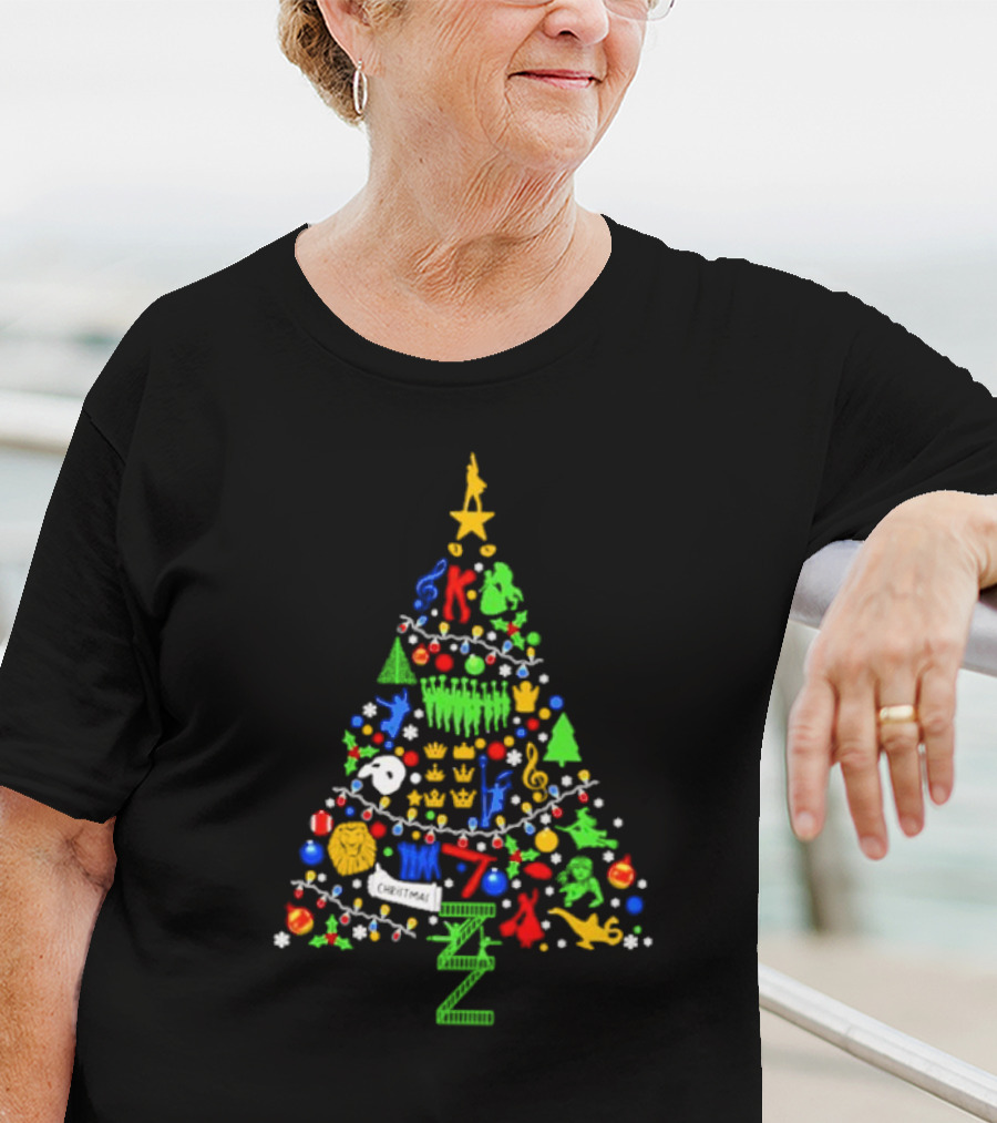 Ultimate Broadway Themed Christmas Tree Colorful Ornament Decorations T-Shirt