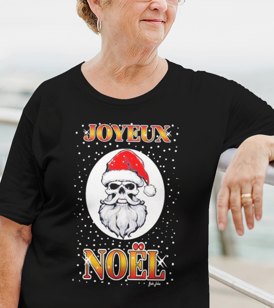 Joyeux Noël Skull Santa Hat Festive T-Shirt