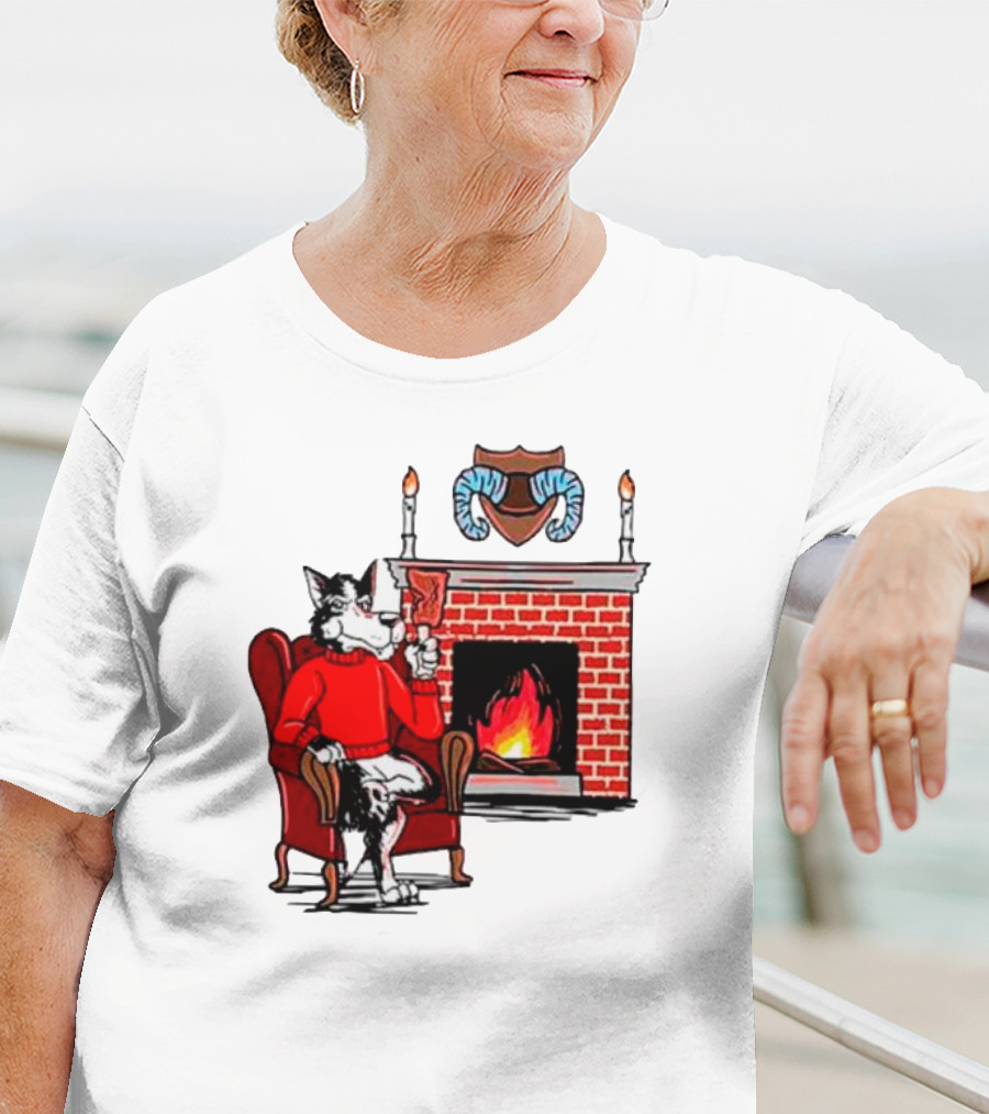 NC State Wolfpack Relaxing By Fireplace Victory Scene T-Shirt