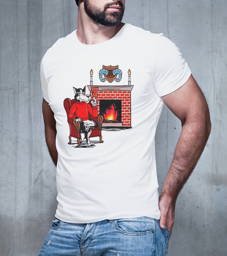 NC State Wolfpack Relaxing By Fireplace Victory Scene T-Shirt