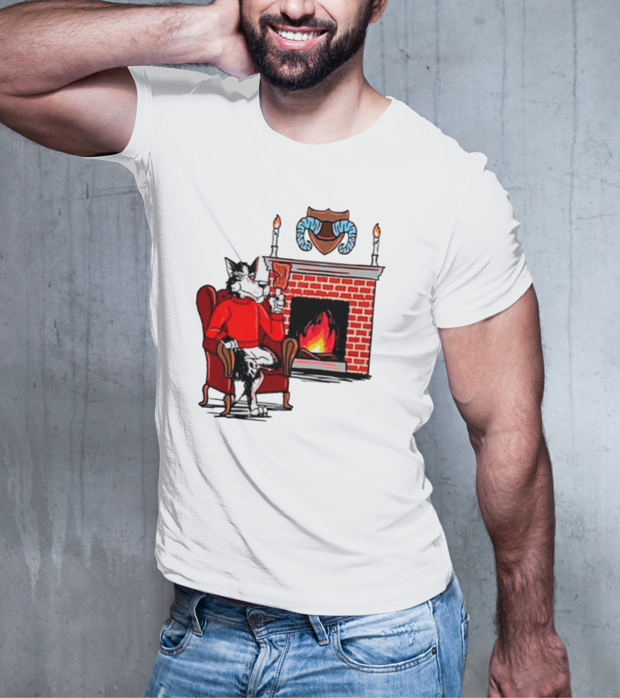 NC State Wolfpack Relaxing By Fireplace Victory Scene T-Shirt