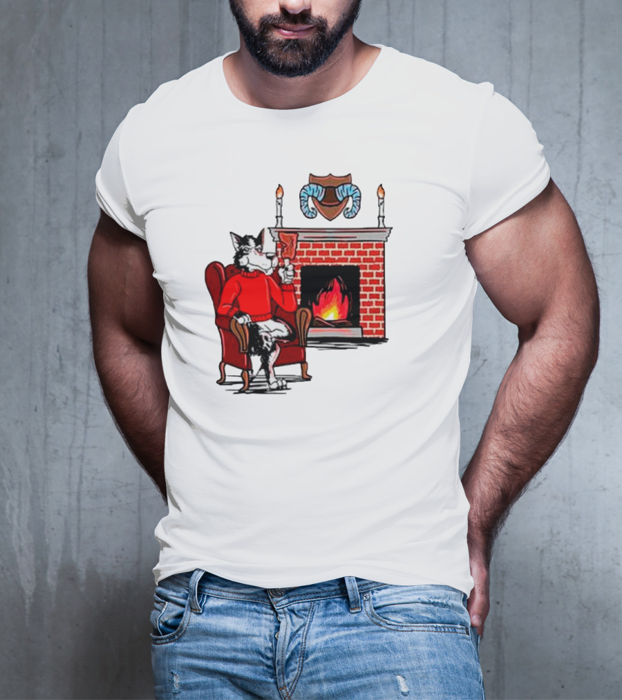 NC State Wolfpack Relaxing By Fireplace Victory Scene T-Shirt
