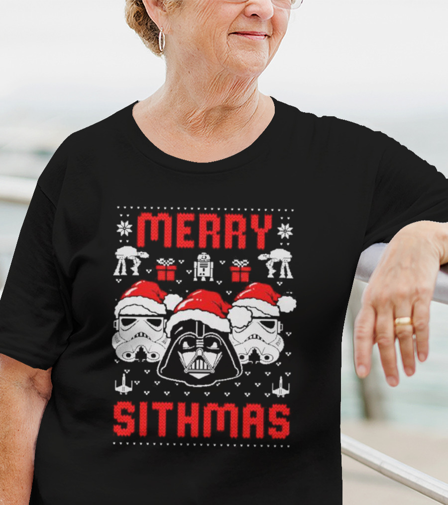 Merry Sithmas The Mandalorian Ugly Darth Vader Stormtrooper Christmas Star Wars T-Shirt