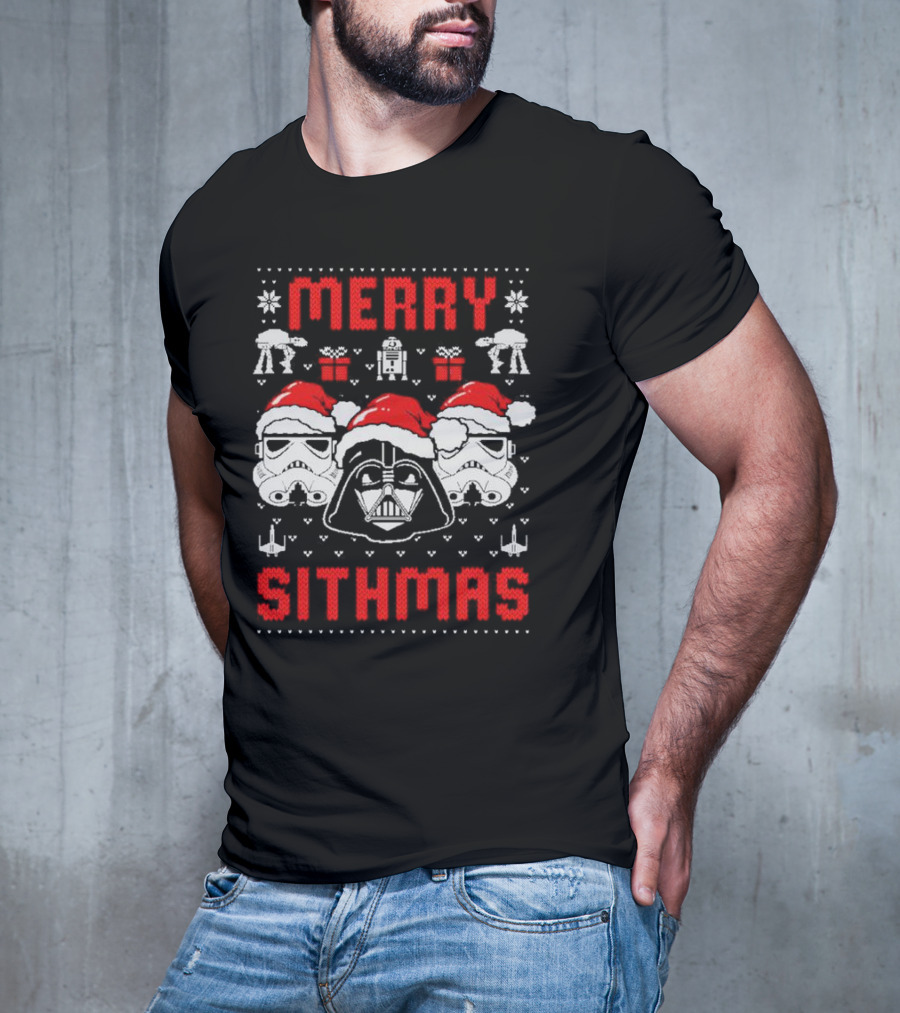 Merry Sithmas The Mandalorian Ugly Darth Vader Stormtrooper Christmas Star Wars T-Shirt