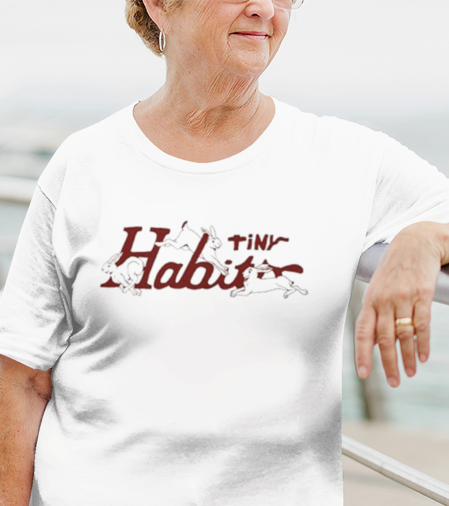 Tiny Habits Three Rabbits Hopping Energetically T-Shirt