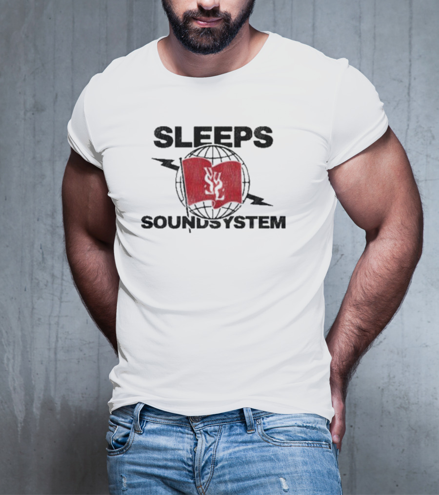 Sleeps Soundsystem Global Red Flag Emblem T-Shirt