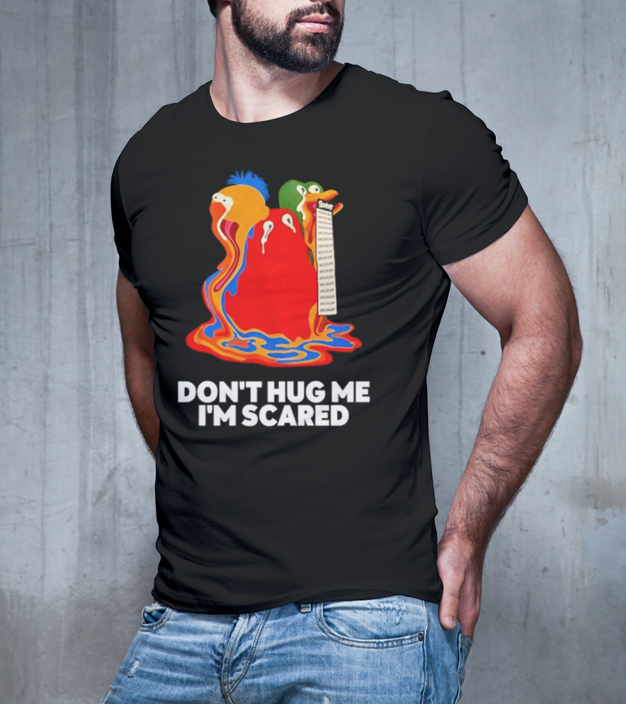 Don't Hug Me I'm Scared Melting Characters With Medium Tag T-Shirt