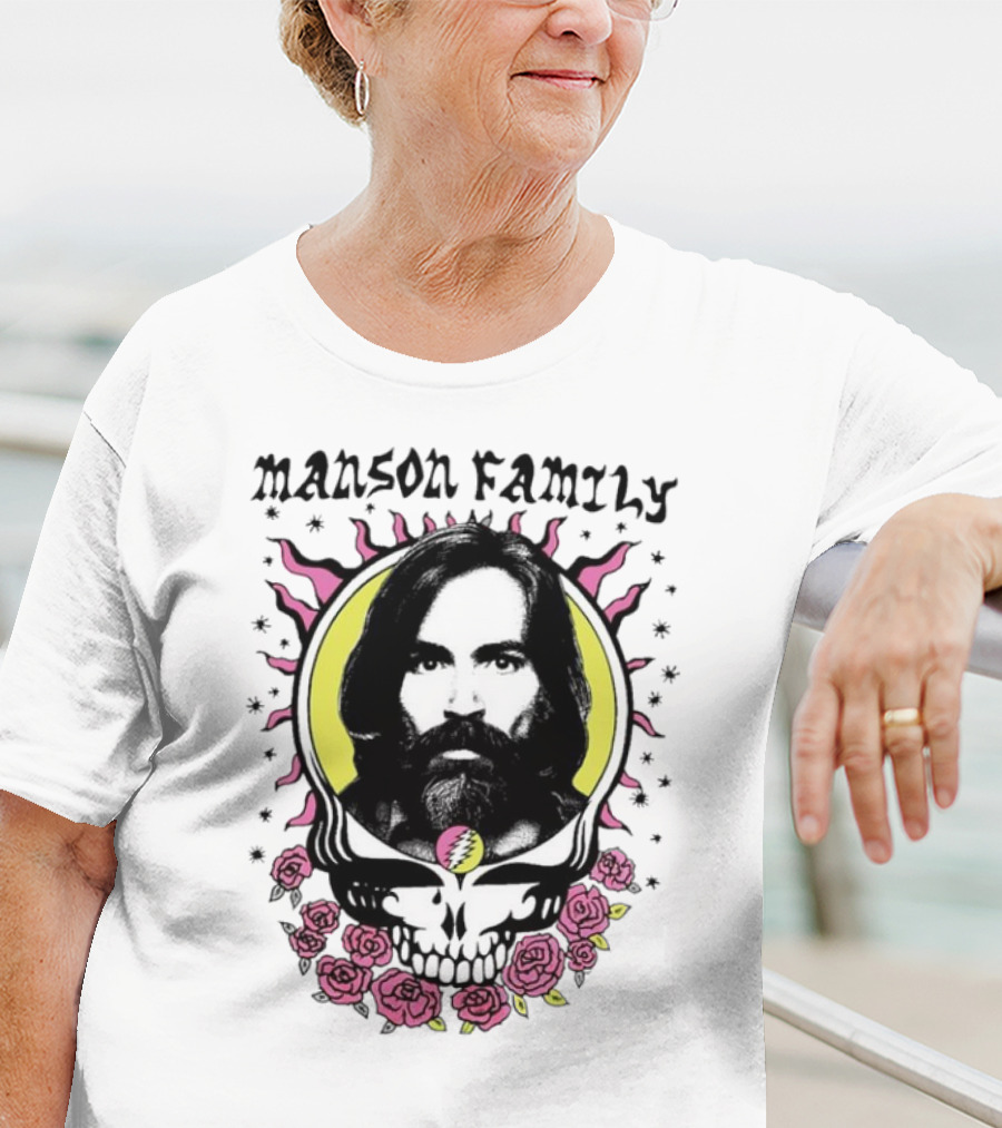Manson Family Skull Roses Artwork With Grateful Dead T-Shirt