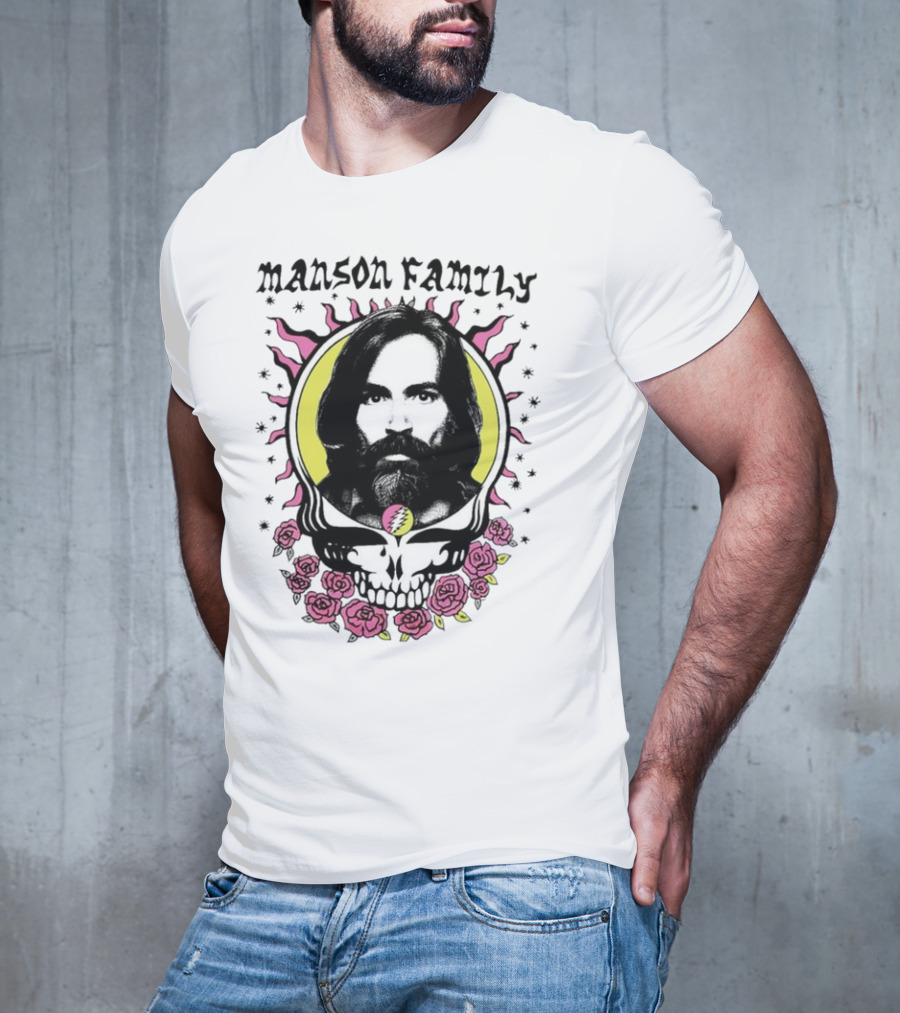 Manson Family Skull Roses Artwork With Grateful Dead T-Shirt