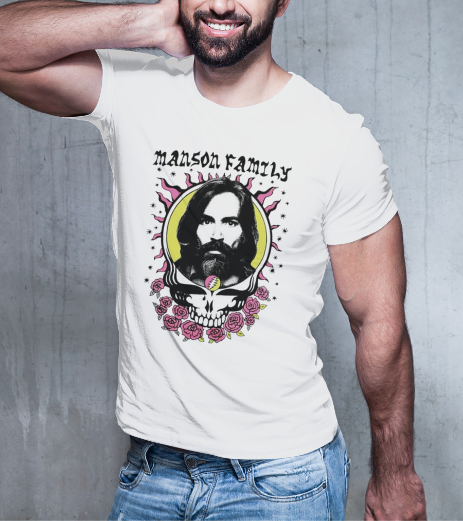 Manson Family Skull Roses Artwork With Grateful Dead T-Shirt