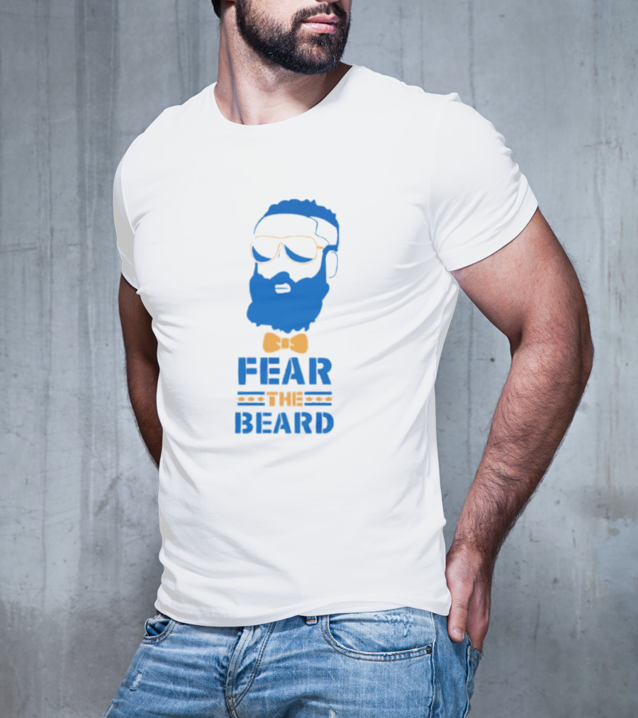 James Harden Basketball Fear The Beard Iconic Blue And Orange T-Shirt