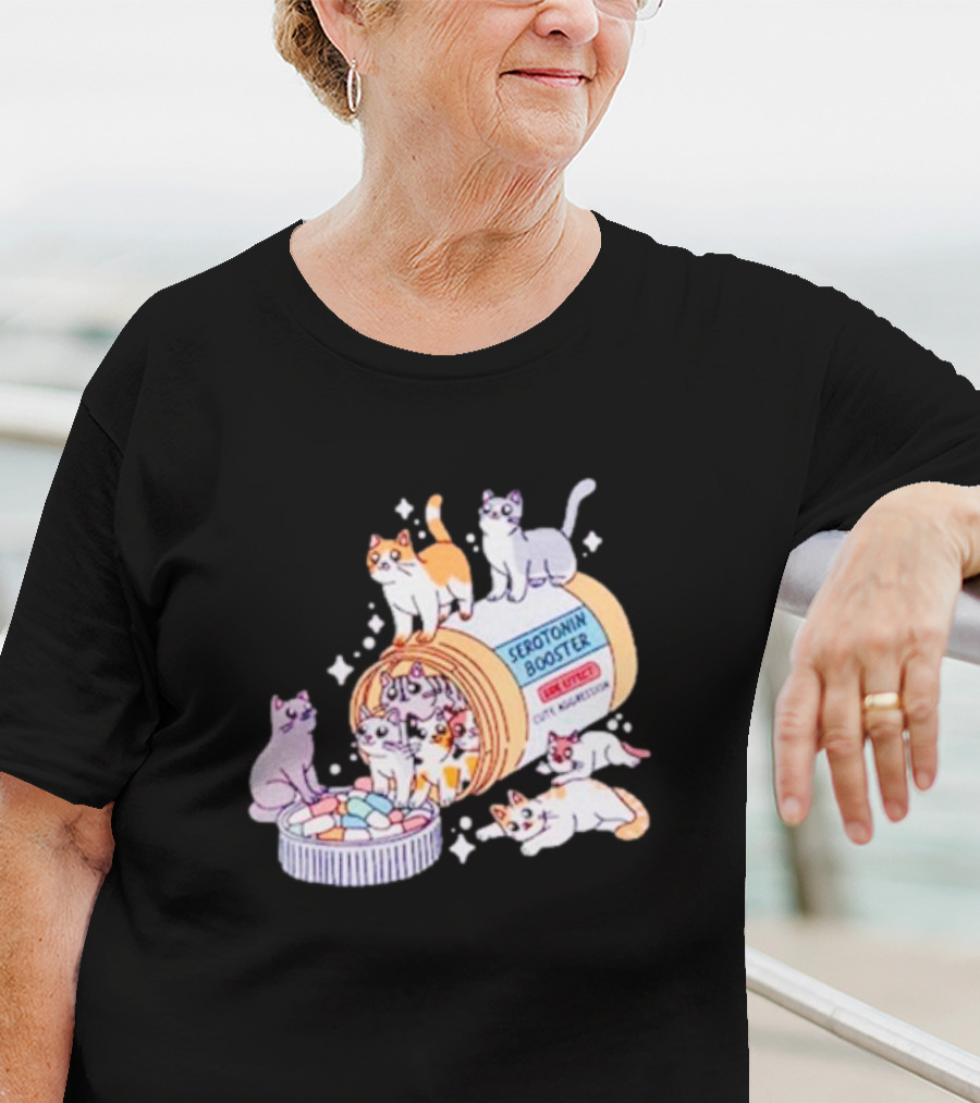 Serotonin Booster Cats Cute Antidepressant Kittens Happiness T-Shirt