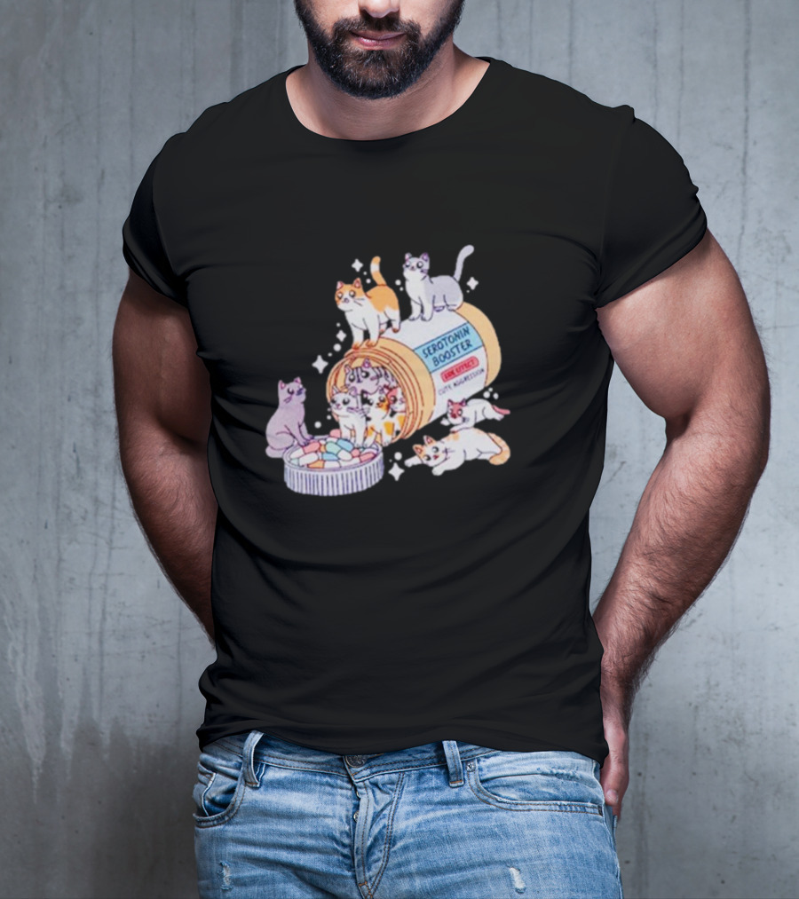 Serotonin Booster Cats Cute Antidepressant Kittens Happiness T-Shirt