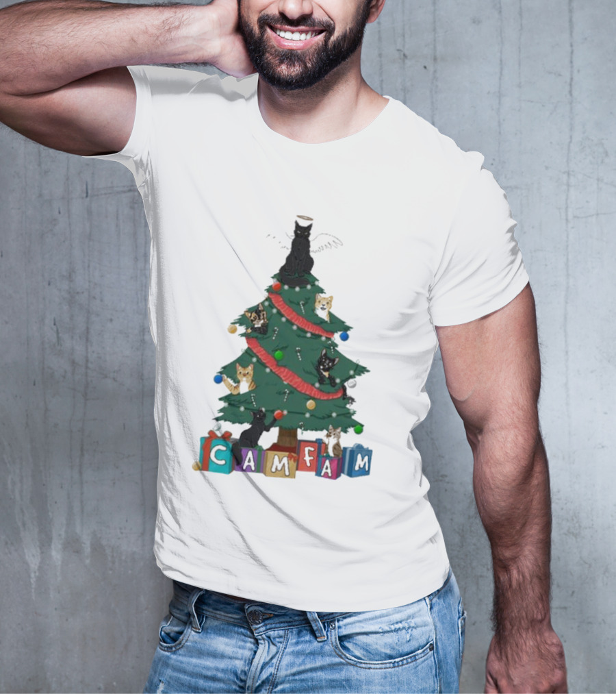 Cam Fam Cats On Christmas Tree T-Shirt