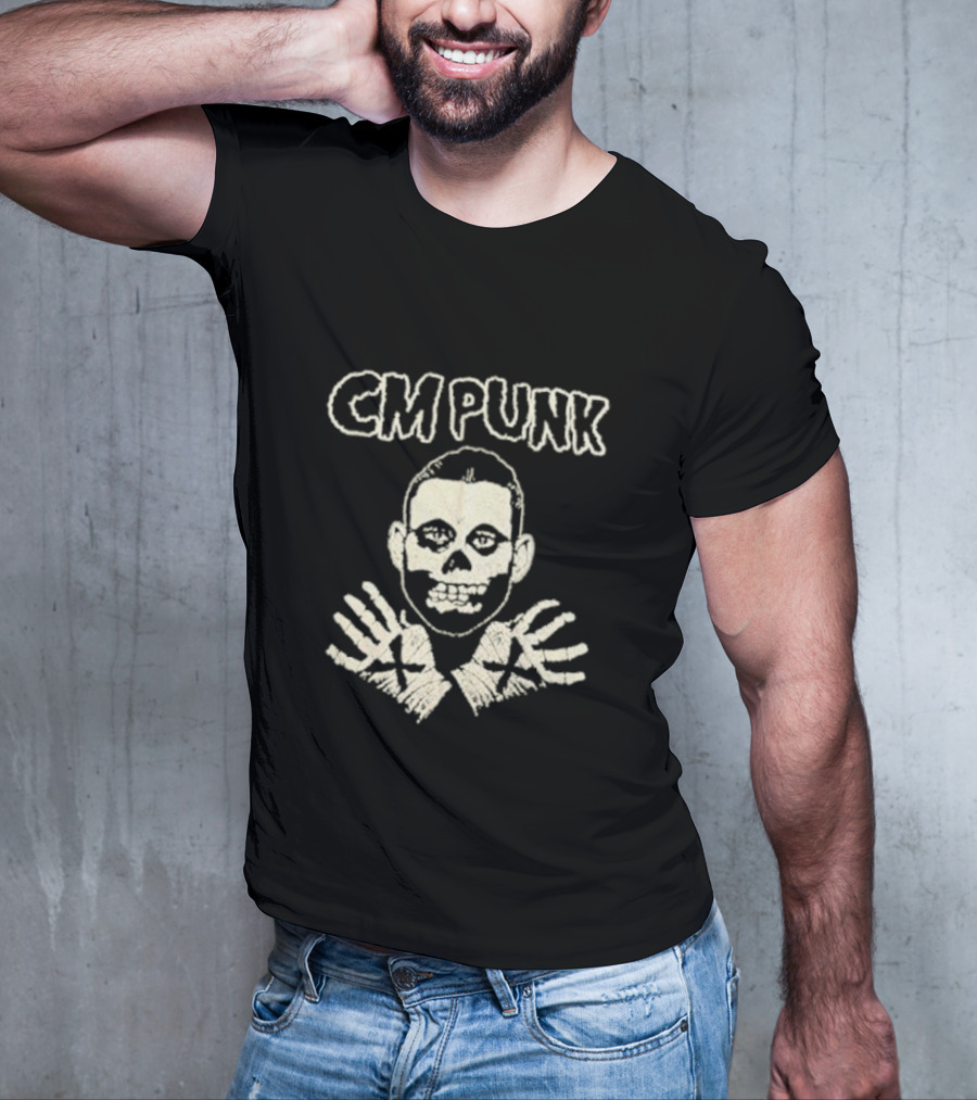 CM Punk Misfits Fiend Skull X Hands T-Shirt