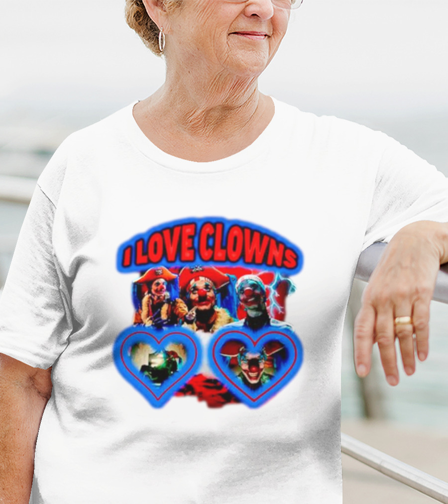 I Love Clowns Colorful Heart Faces T-Shirt