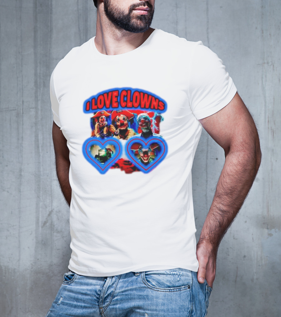 I Love Clowns Colorful Heart Faces T-Shirt