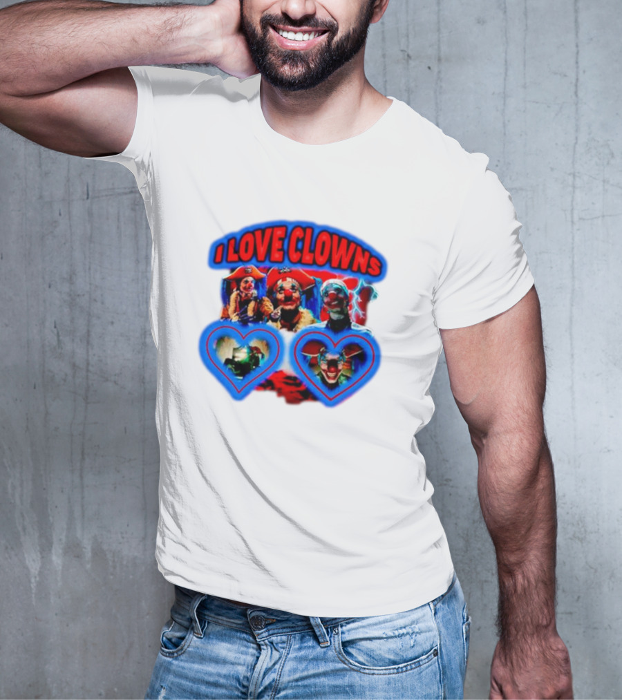 I Love Clowns Colorful Heart Faces T-Shirt