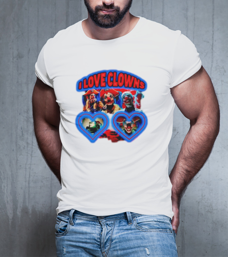 I Love Clowns Colorful Heart Faces T-Shirt